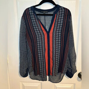 Sanctuary Bojo Sanctuary Scarf Print Sheer Blouse Long Sleeve XS Polyester